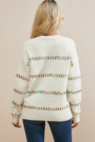 Round Neck Long Sleeve Sweater - A Roese Boutique