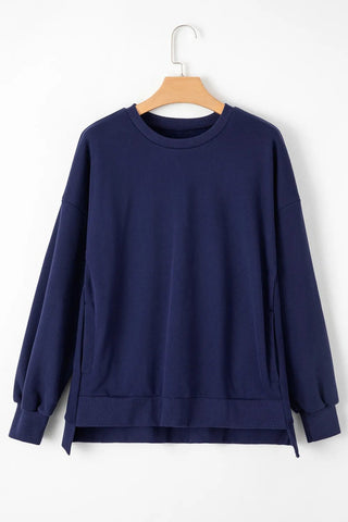 Round Neck Long Sleeve Sweatshirt - A Roese Boutique