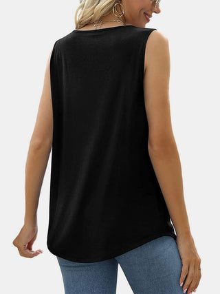 Ruched Square Neck Tank - A Roese Boutique