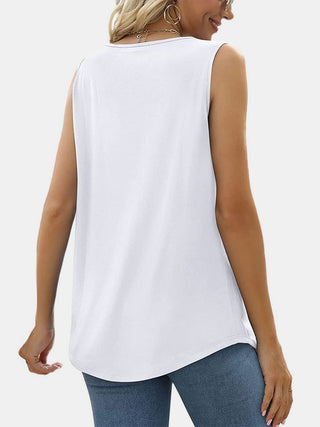 Ruched Square Neck Tank - A Roese Boutique