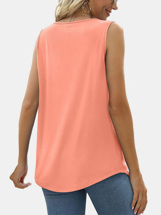 Ruched Square Neck Tank - A Roese Boutique