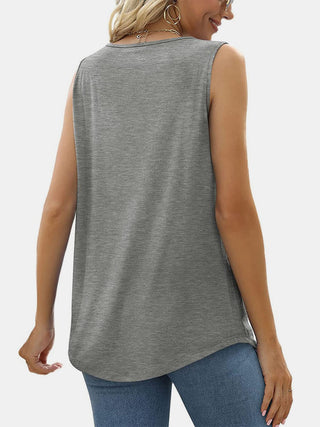 Ruched Square Neck Tank - A Roese Boutique