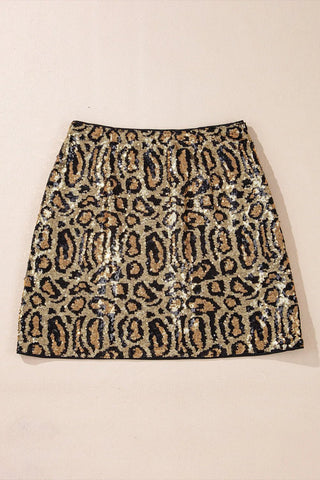 Sequin Leopard Mini Skirt - A Roese Boutique