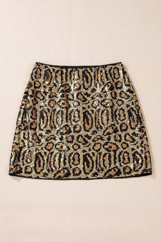 Sequin Leopard Mini Skirt - A Roese Boutique