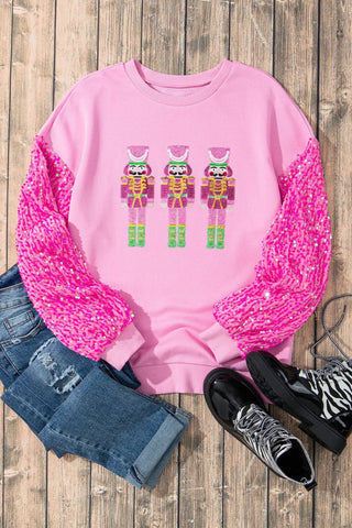 Sequin Nutcracker Dropped Shoulder Sweatshirt - A Roese Boutique