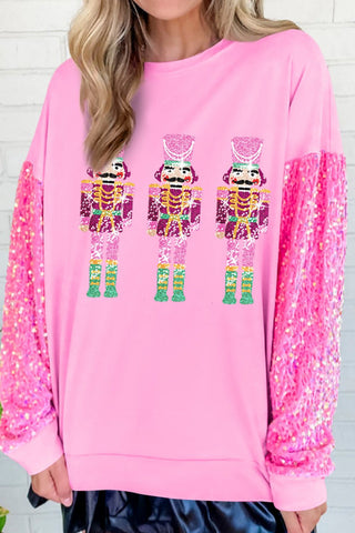 Sequin Nutcracker Dropped Shoulder Sweatshirt - A Roese Boutique