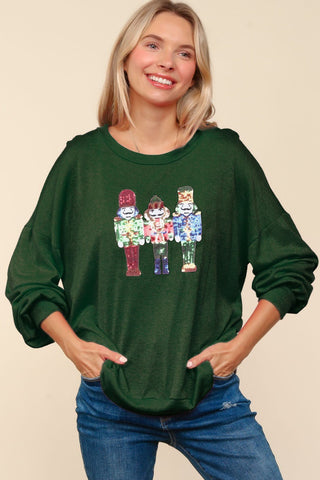 Sequin Nutcracker Patch Hacci Knit Top - A Roese Boutique