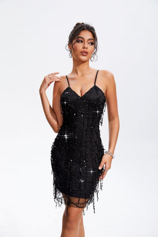 Sequin V-Neck Wrap Cami Dress - A Roese Boutique