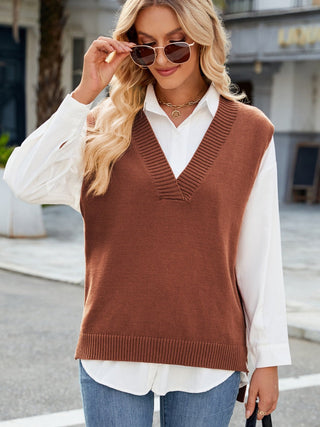 Side Slit V - Neck Sweater Vest - A Roese Boutique