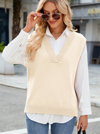 Side Slit V - Neck Sweater Vest - A Roese Boutique