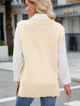 Side Slit V - Neck Sweater Vest - A Roese Boutique