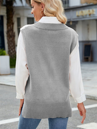 Side Slit V - Neck Sweater Vest - A Roese Boutique