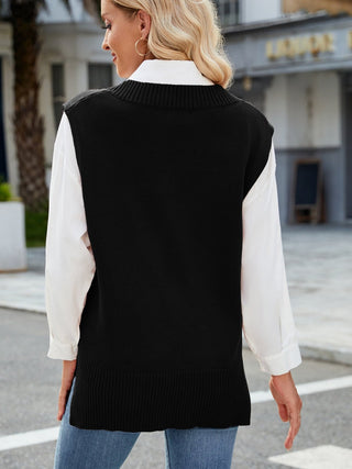 Side Slit V - Neck Sweater Vest - A Roese Boutique