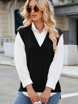 Side Slit V - Neck Sweater Vest - A Roese Boutique