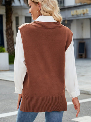 Side Slit V - Neck Sweater Vest - A Roese Boutique