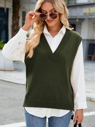 Side Slit V - Neck Sweater Vest - A Roese Boutique