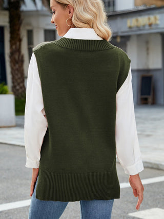 Side Slit V - Neck Sweater Vest - A Roese Boutique