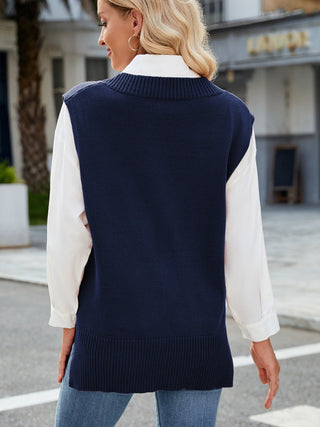 Side Slit V - Neck Sweater Vest - A Roese Boutique