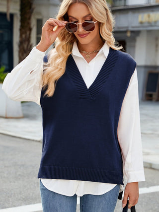 Side Slit V - Neck Sweater Vest - A Roese Boutique