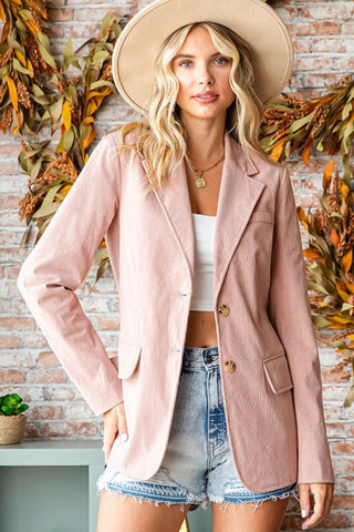 Single - Breasted Corduroy Blazer - A Roese Boutique