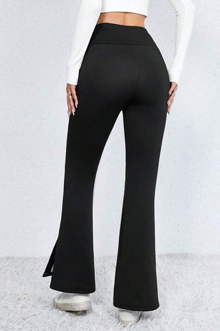 Slit High Waist Bootcut Pants - A Roese Boutique