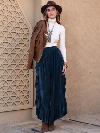 Slit Ruffled Wide Leg Pants - A Roese Boutique