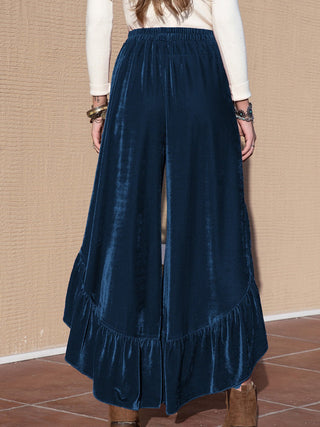 Slit Ruffled Wide Leg Pants - A Roese Boutique