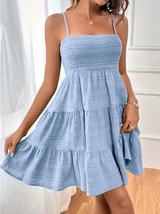 Smocked Square Neck Mini Cami Dress - A Roese Boutique