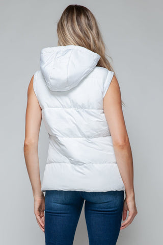 Snap and Zip Closure Hooded Vest - A Roese Boutique