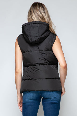 Snap and Zip Closure Hooded Vest - A Roese Boutique