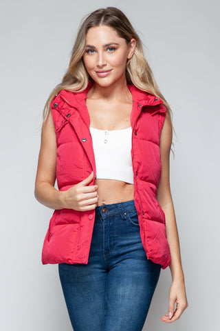 Snap and Zip Closure Hooded Vest - A Roese Boutique