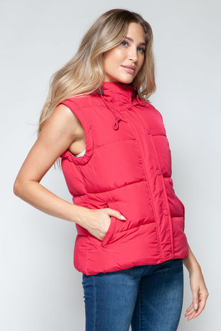 Snap and Zip Closure Hooded Vest - A Roese Boutique