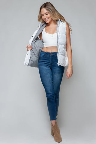 Snap and Zip Closure Hooded Vest - A Roese Boutique