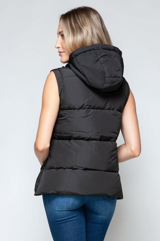 Snap and Zip Closure Hooded Vest - A Roese Boutique