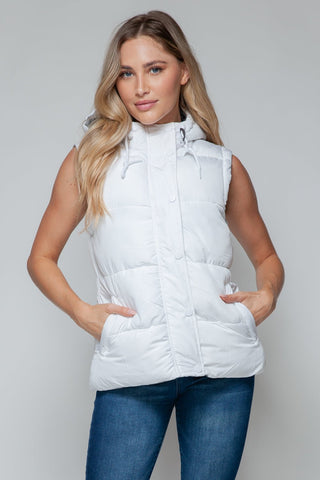 Snap and Zip Closure Hooded Vest - A Roese Boutique