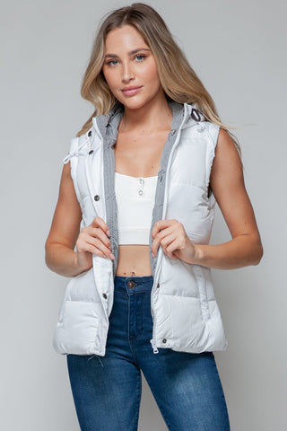 Snap and Zip Closure Hooded Vest - A Roese Boutique