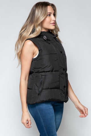 Snap and Zip Closure Hooded Vest - A Roese Boutique