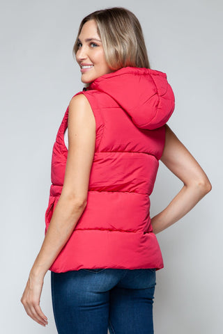 Snap and Zip Closure Hooded Vest - A Roese Boutique