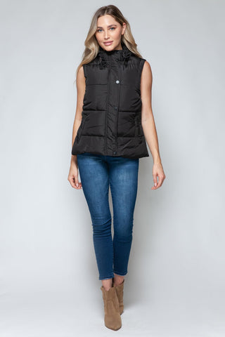 Snap and Zip Closure Hooded Vest - A Roese Boutique