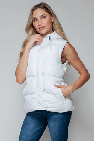 Snap and Zip Closure Hooded Vest - A Roese Boutique