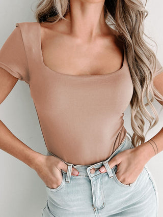 Square Neck Short Sleeve Bodysuit - A Roese Boutique