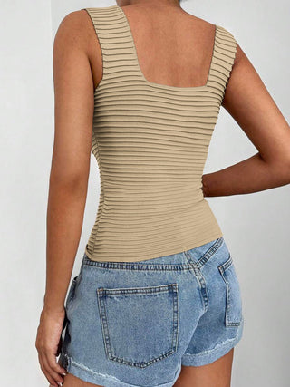 Square Neck Wide Strap Tank - A Roese Boutique