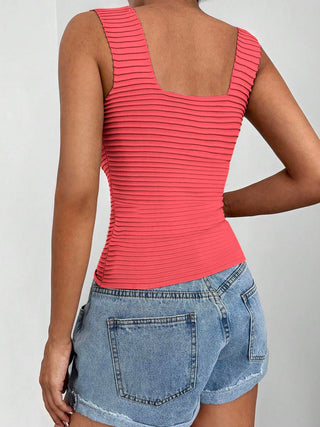 Square Neck Wide Strap Tank - A Roese Boutique