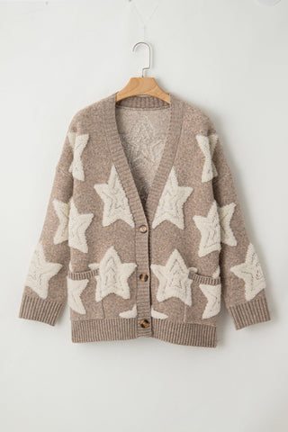 Star Button Up Long Sleeve Cardigan - A Roese Boutique