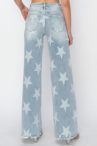 Star Wide Leg Jeans - A Roese Boutique