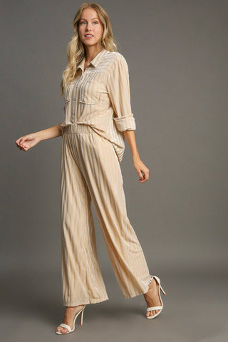 Striped Wide Leg Velvet Pants by Umgee - A Roese Boutique