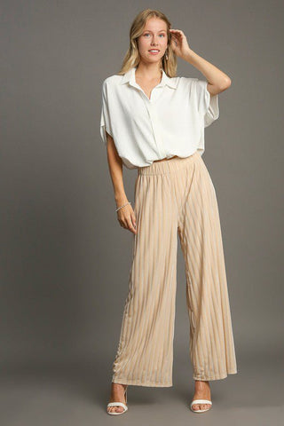 Striped Wide Leg Velvet Pants by Umgee - A Roese Boutique