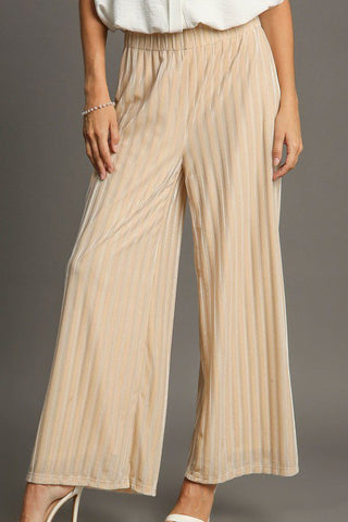 Striped Wide Leg Velvet Pants by Umgee - A Roese Boutique