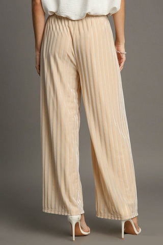 Striped Wide Leg Velvet Pants by Umgee - A Roese Boutique