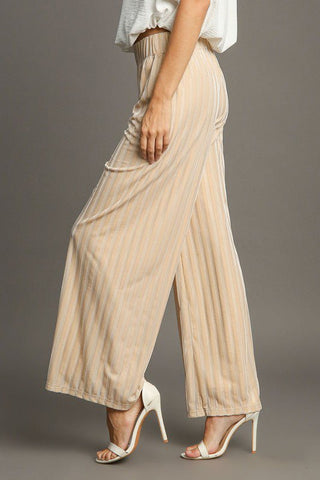 Striped Wide Leg Velvet Pants by Umgee - A Roese Boutique